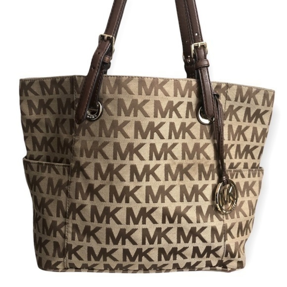 Michael kors signature brown khaki tote bag